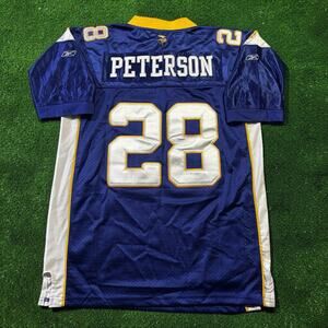 YOUTH XL Adrian Peterson #28 NFL Minnesota Vikings Reebok Purple Jersey Stitched